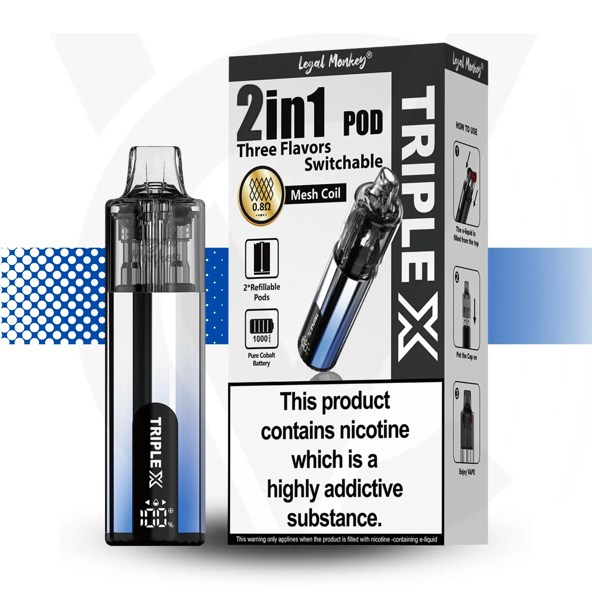 Triple X 2 In 1 Pod Switchable Flavour Pod Kit - Image 3