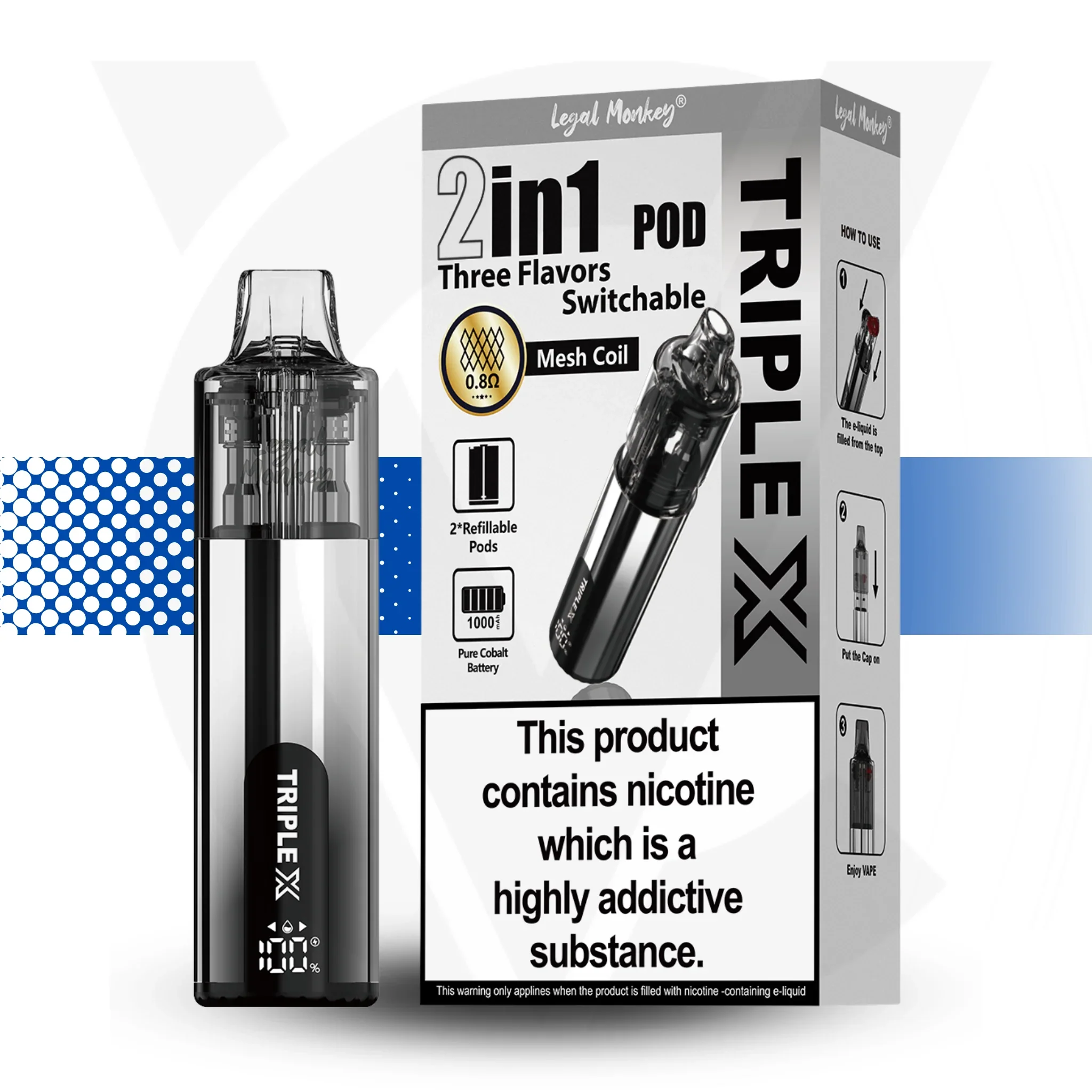 Triple X 2 In 1 Pod Switchable Flavour Pod Kit - Image 4