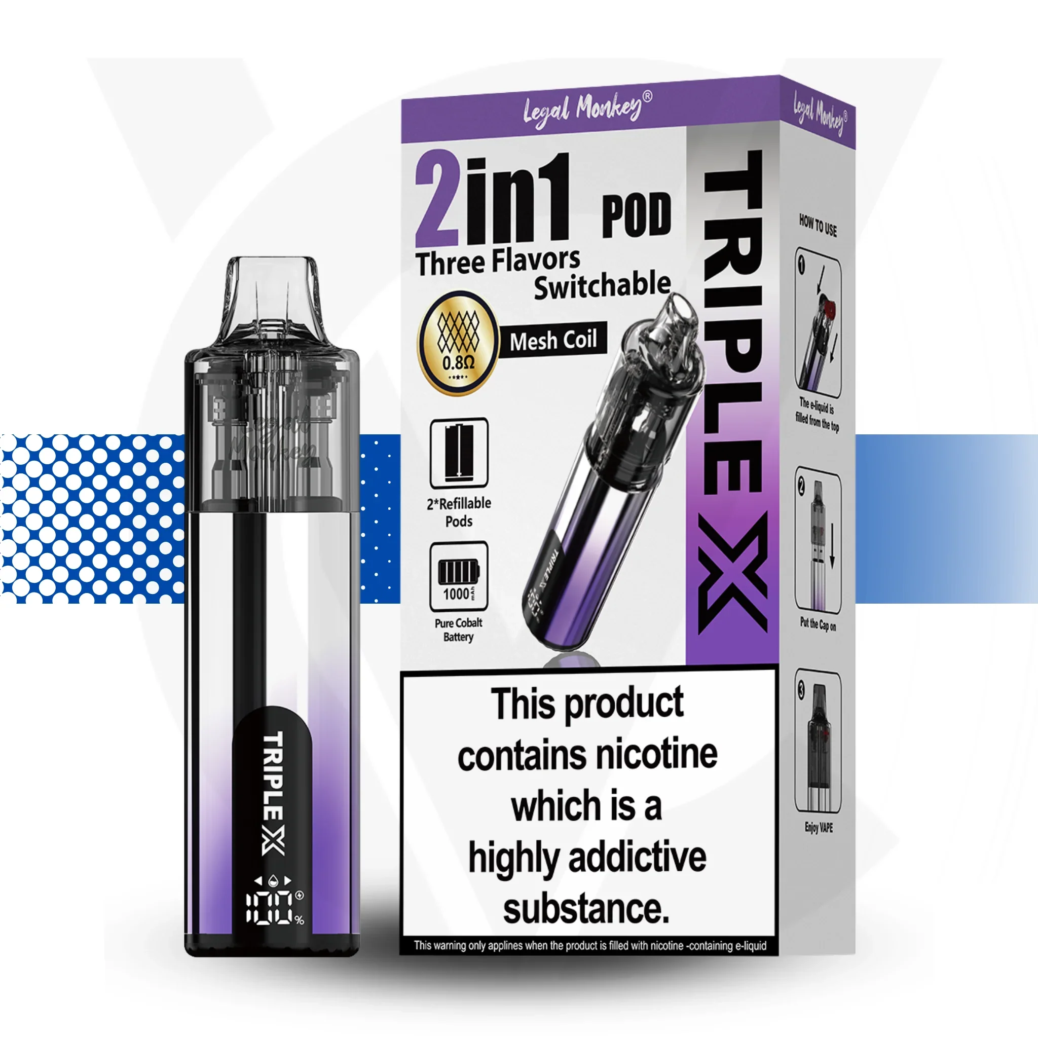 Triple X 2 In 1 Pod Switchable Flavour Pod Kit - Image 5